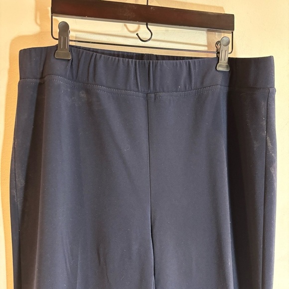 JOSEPH RIBKOFF Sz 16 Pull On Navy Front Seam Back Slit Classic Jersey Knit Pants - Picture 3 of 8